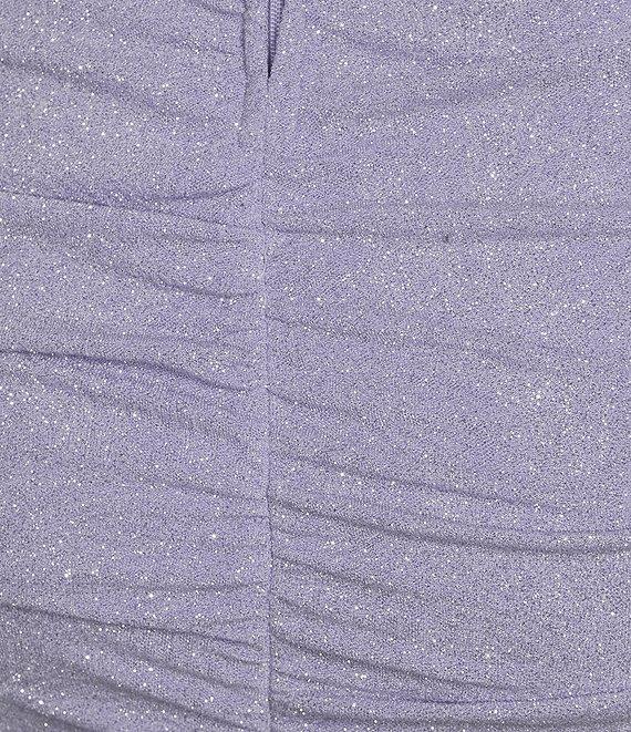 Midnight Doll Pattern Glitter Knit V-Neck Shirred Midi Dress Product Image