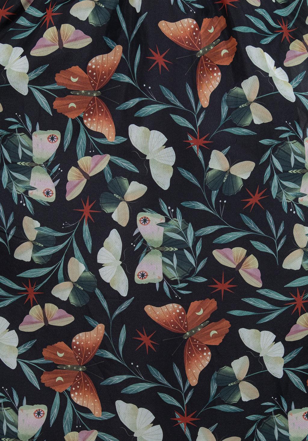 Mariposa Puff Sleeve Organza Midi Dress Product Image