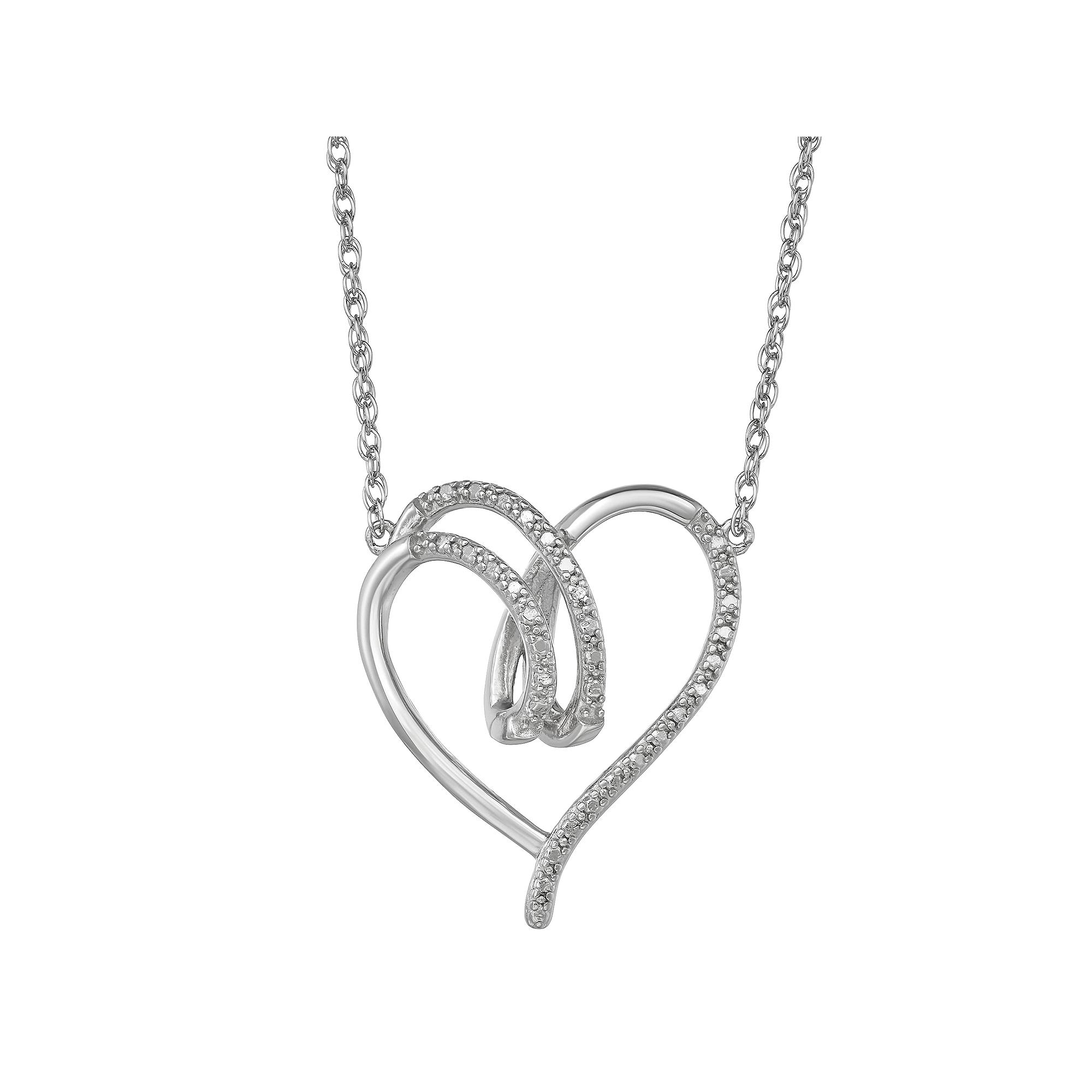 Sterling Silver Diamond Accent Open Heart Necklace, Women's, Size: 18" Product Image