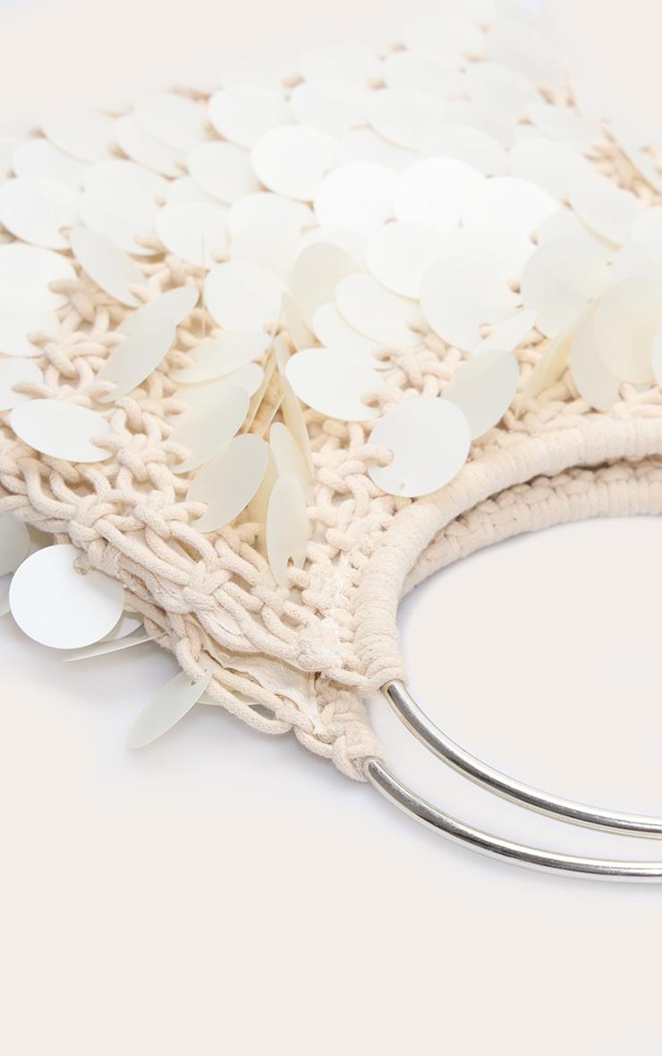 Cream Raffia Matte Sequin Handbag Product Image