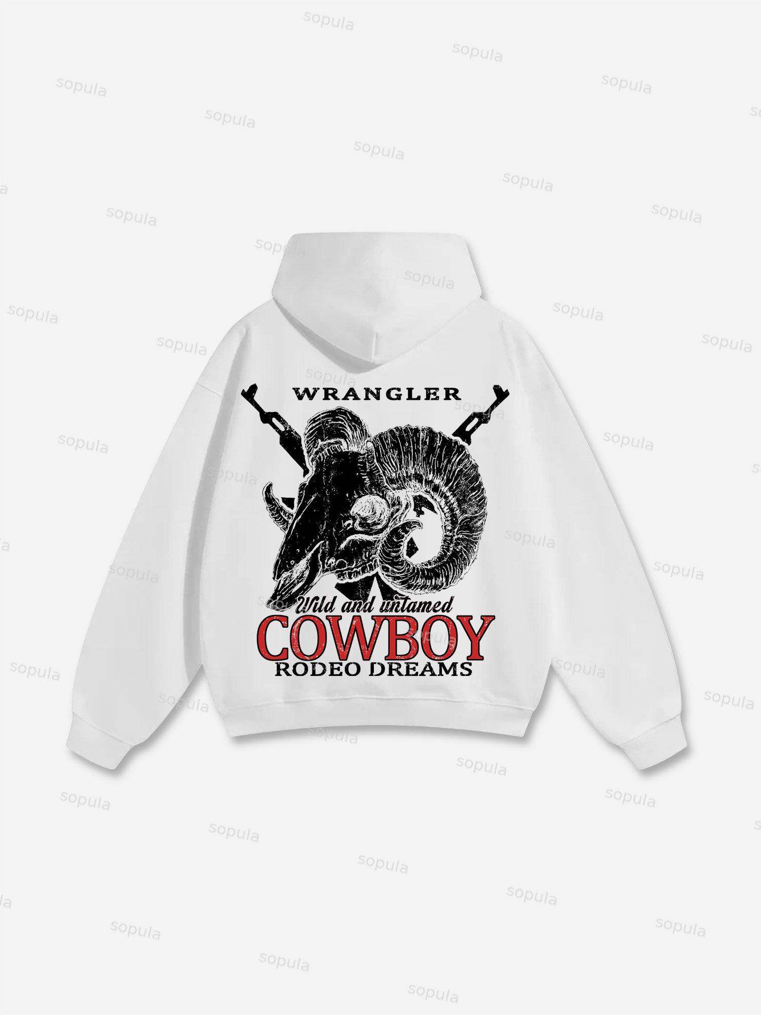 Western Skull Cowboy Graphic Hoodie Product Image