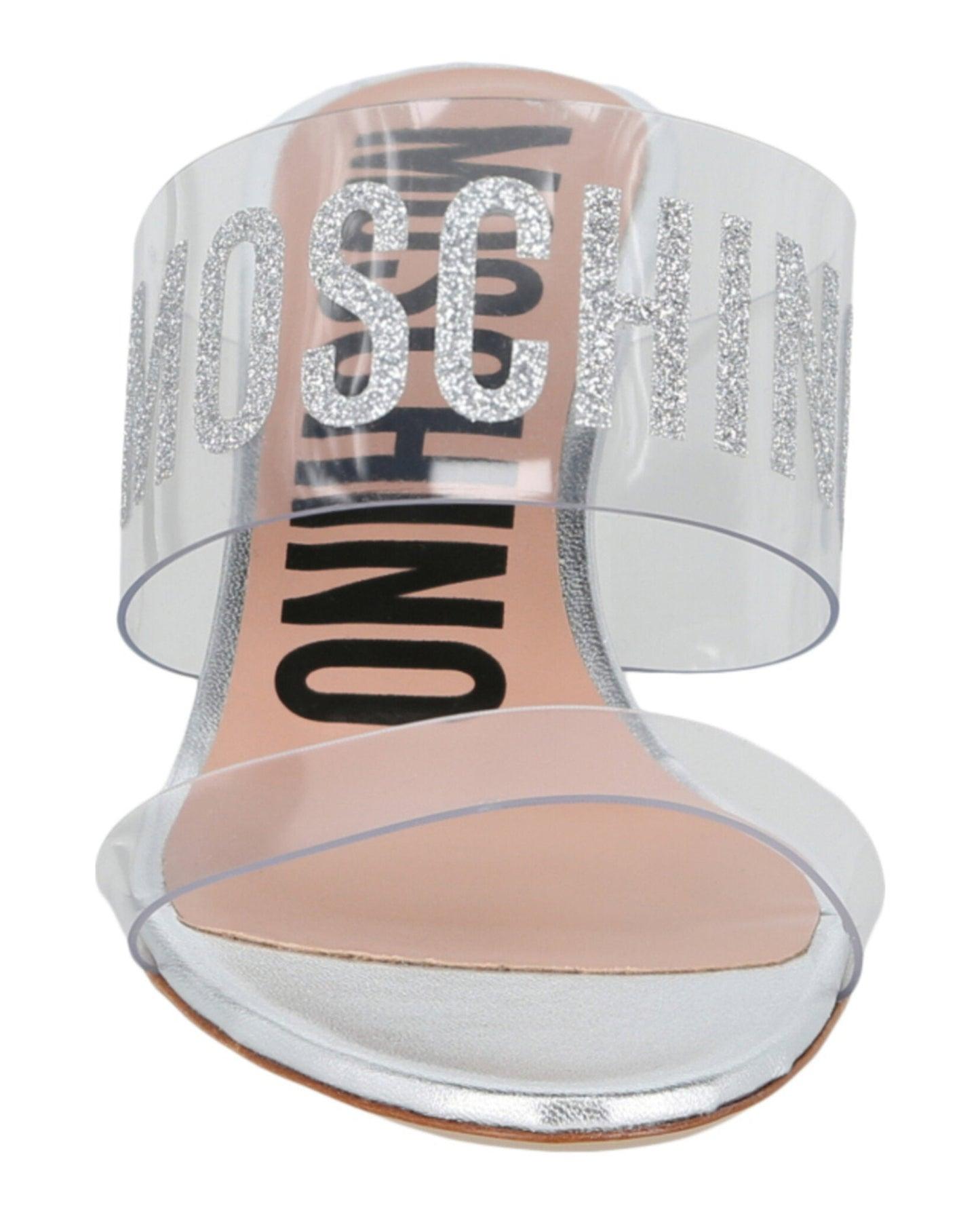 Moschino Glitter Logo Heel Sandals Female Product Image