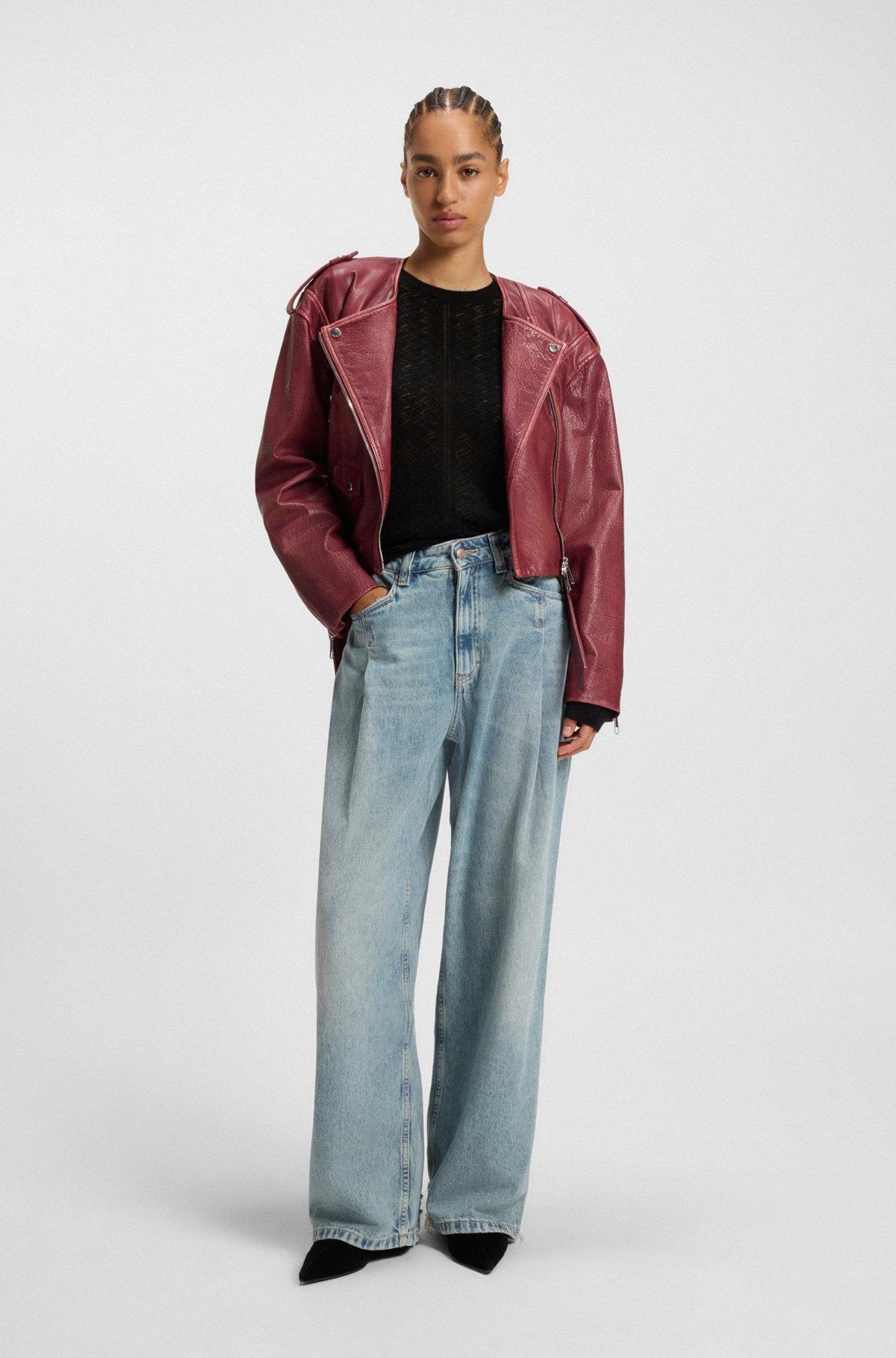 Fine-gauge sweater with knitted structure Product Image