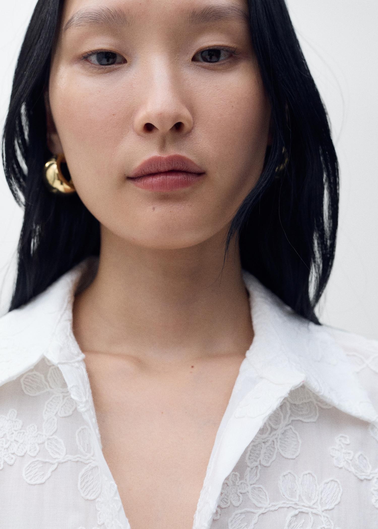 Embroidered shirt dress with belt - Women | MANGO USA Product Image