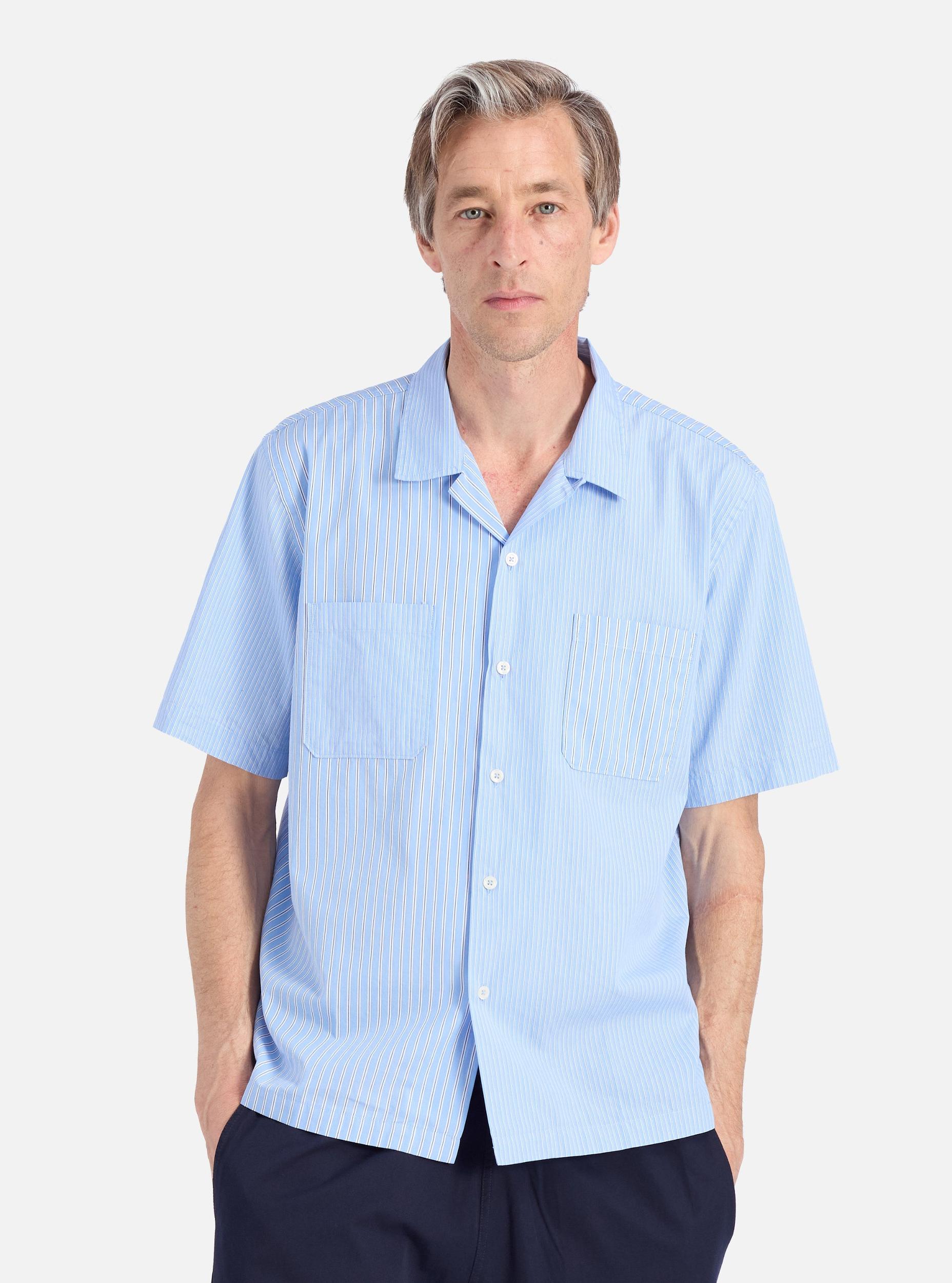 Universal Works Sal Road Shirt in Blue Vila Stripes Product Image