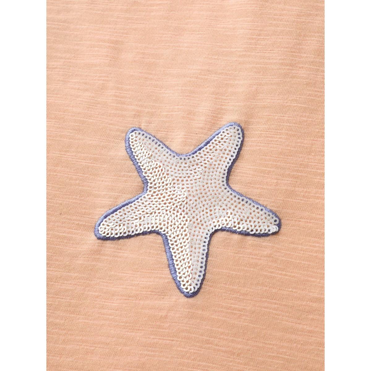 Plus Size Seashells Sequin Plain Tank Top Women Lightorange Boho Embroidered V-neck Vacation Tank Tops Camis BloomChic 18-20/2X Product Image