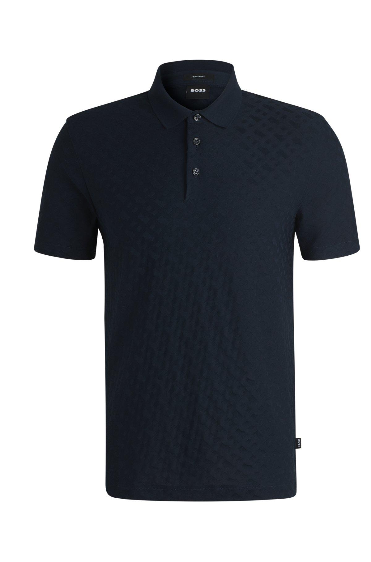 Cotton polo shirt with tonal monogram jacquard Product Image