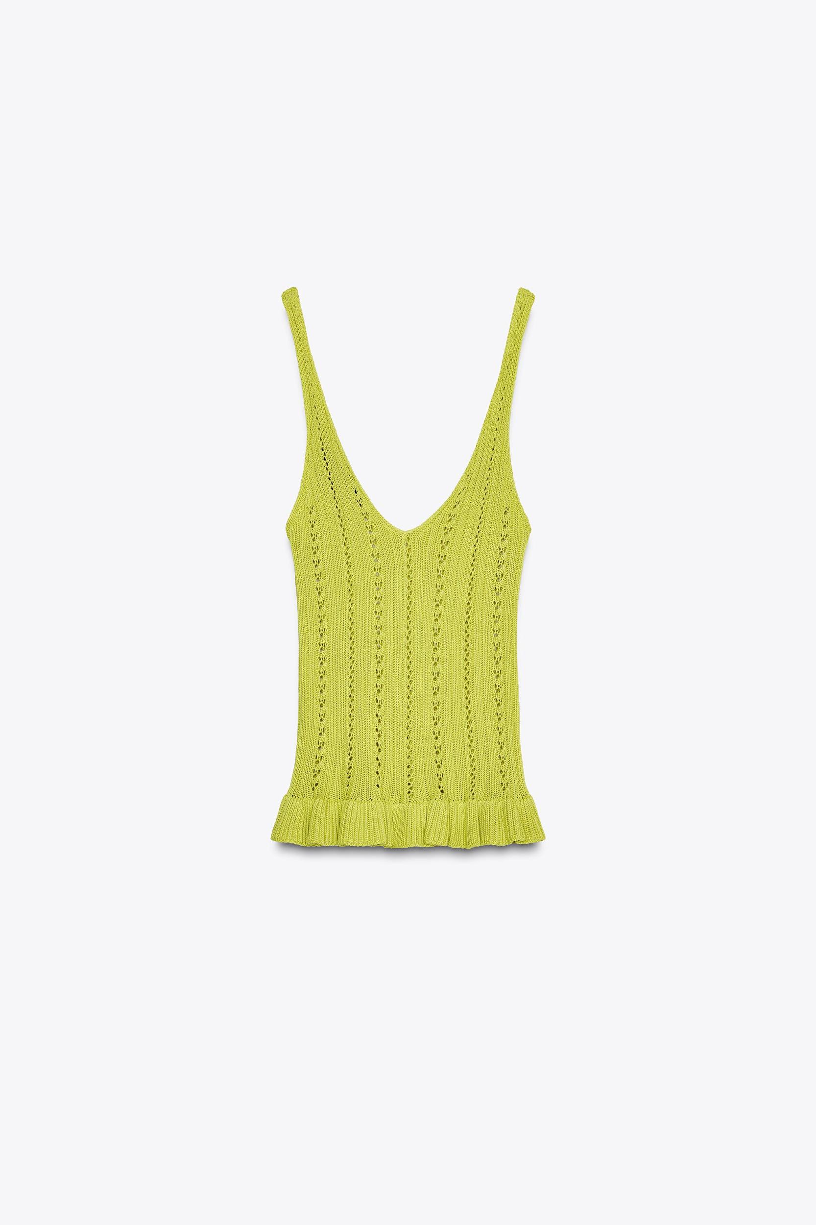 POINTELLE KNIT RUFFLE TOP Product Image