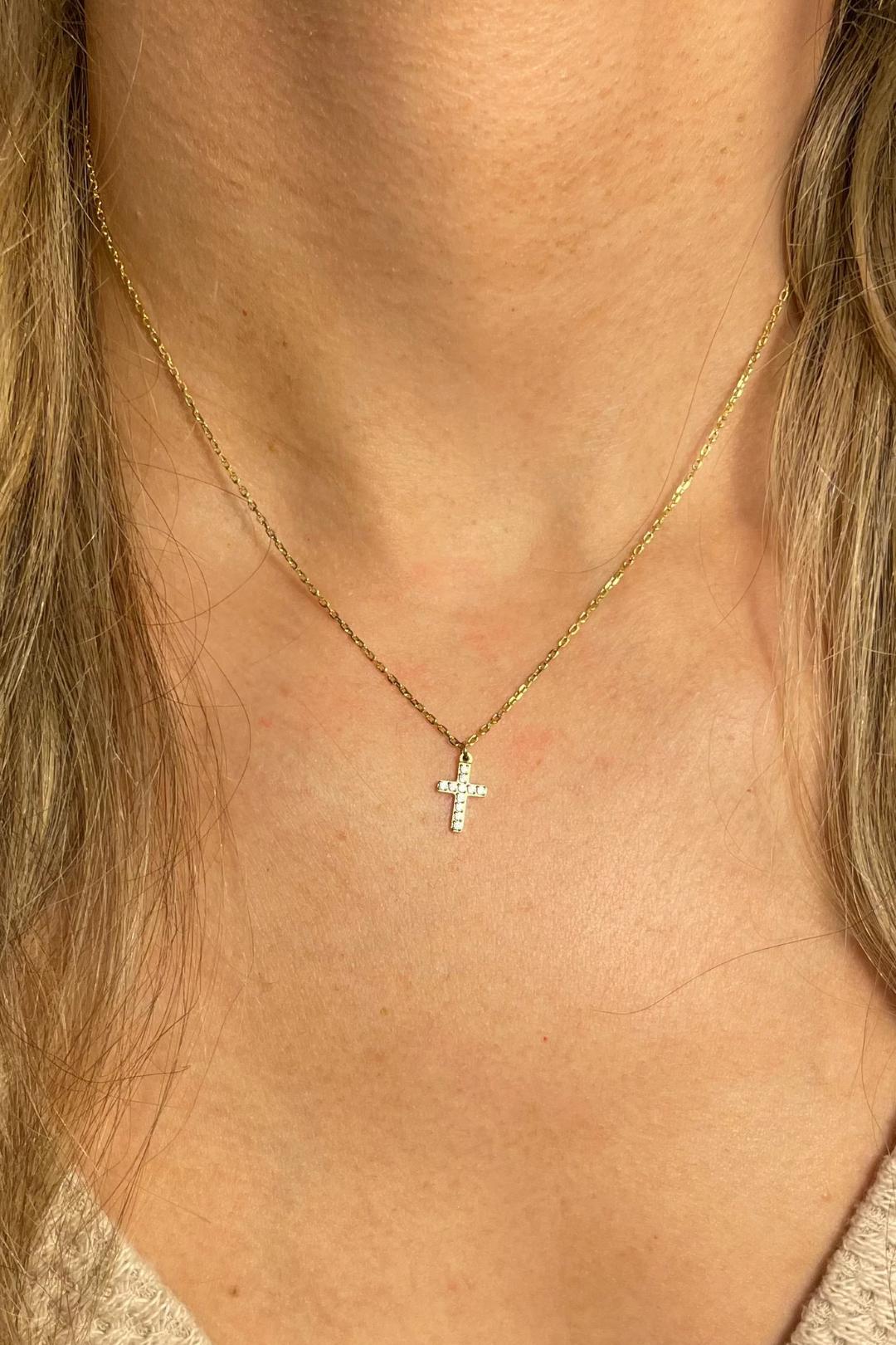 Gold Crystal Cross Necklace Product Image