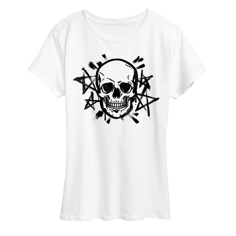 Women's Skull And Stars Graphic Tee,  Product Image