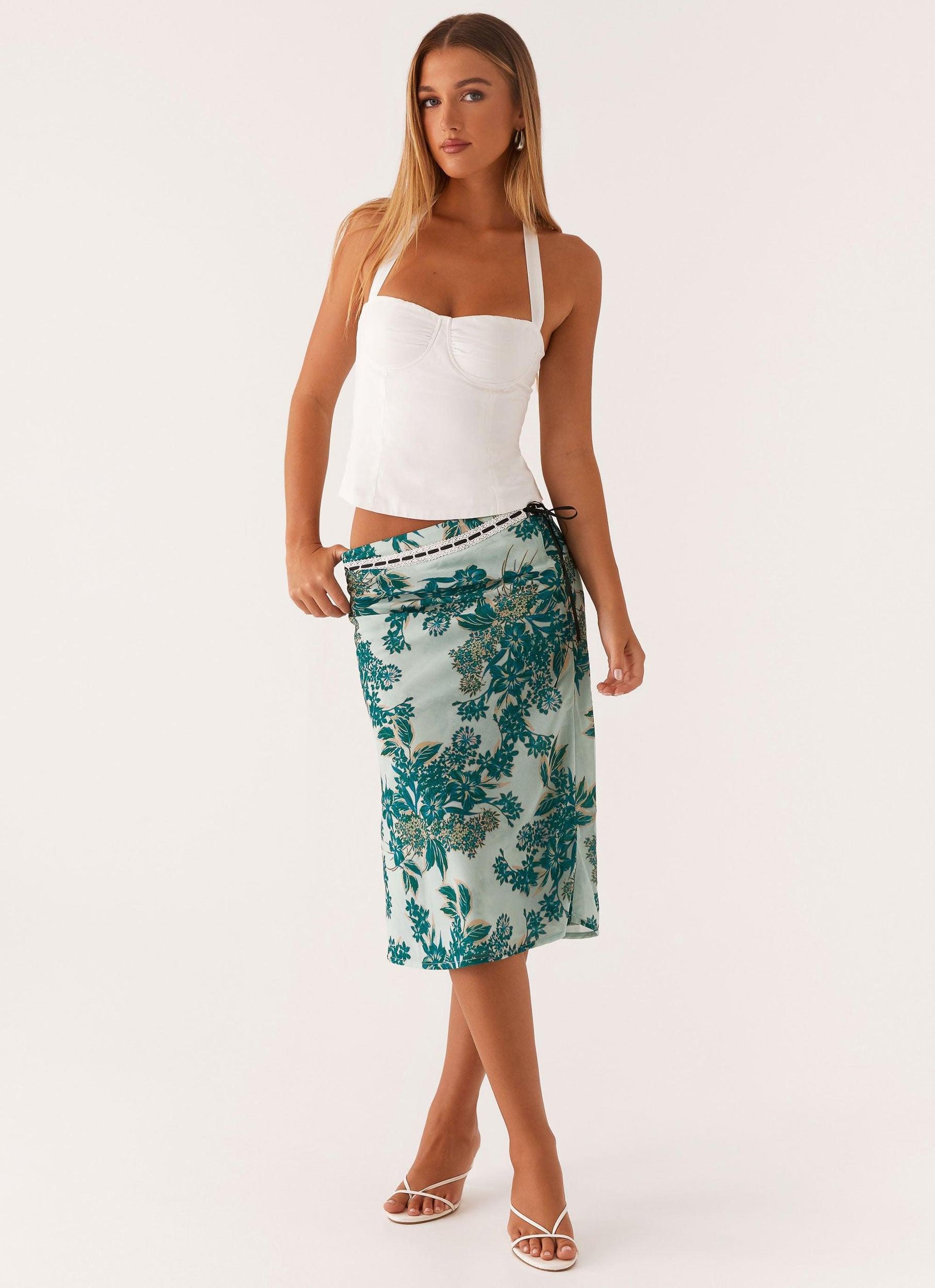Peony Quartz Midi Skirt - Cloud Nine Floral Product Image