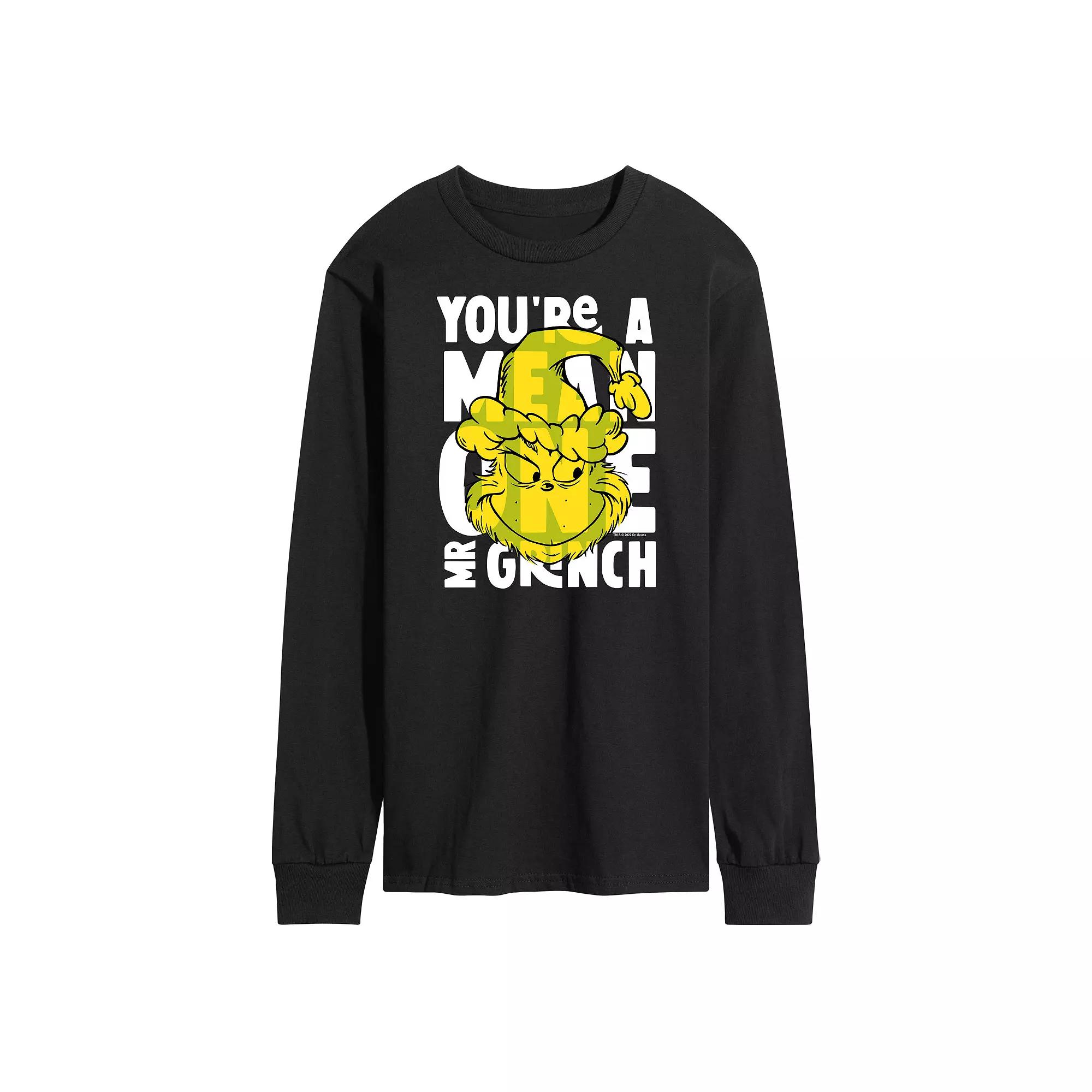 Men's Dr. Seuss Grinch You're A Mean One Long Sleeve Tee,  Product Image