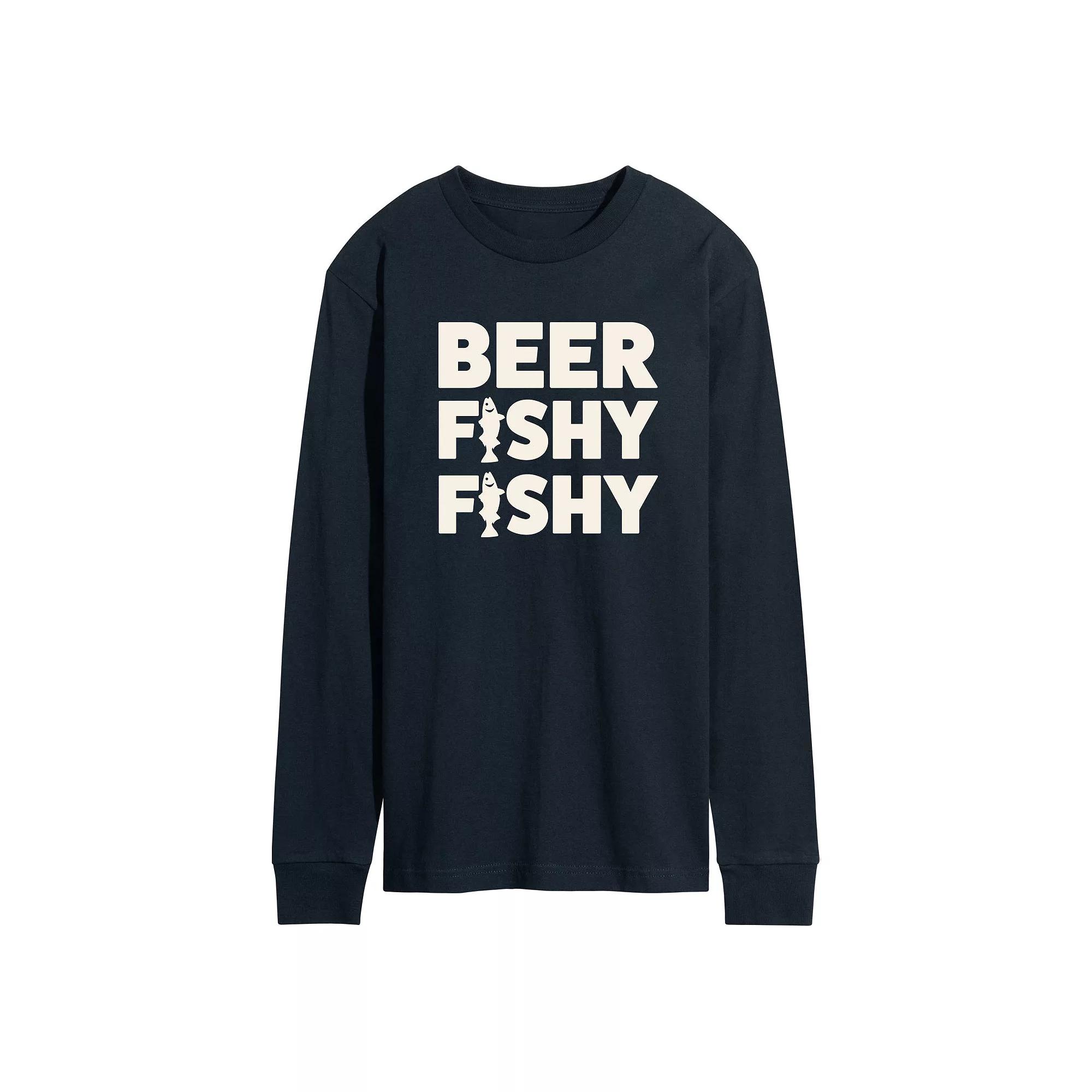 Men's Beer Fishy Fishy Long Sleeve Graphic Tee,  Product Image