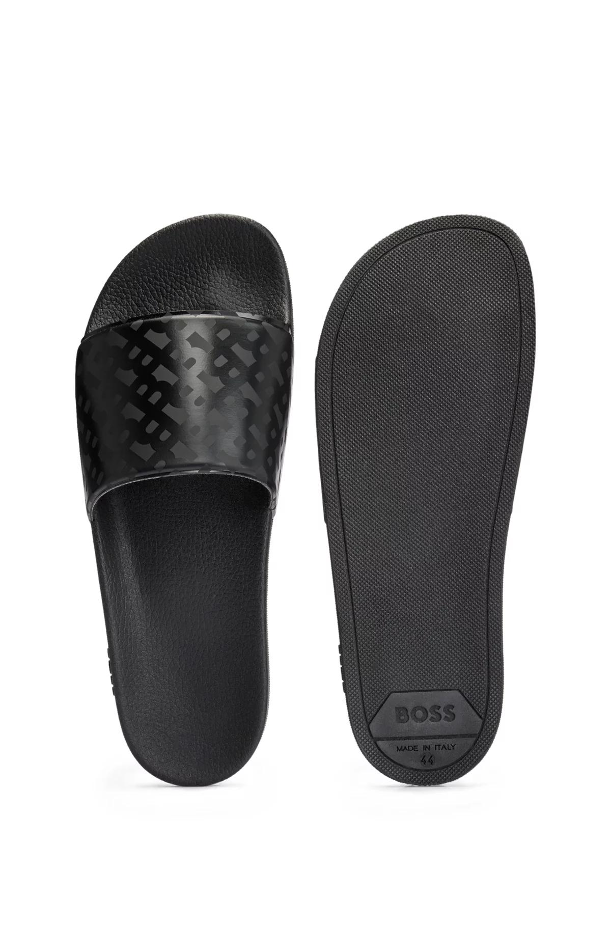Boss Italian-Made Slides with Monogram Strap Product Image