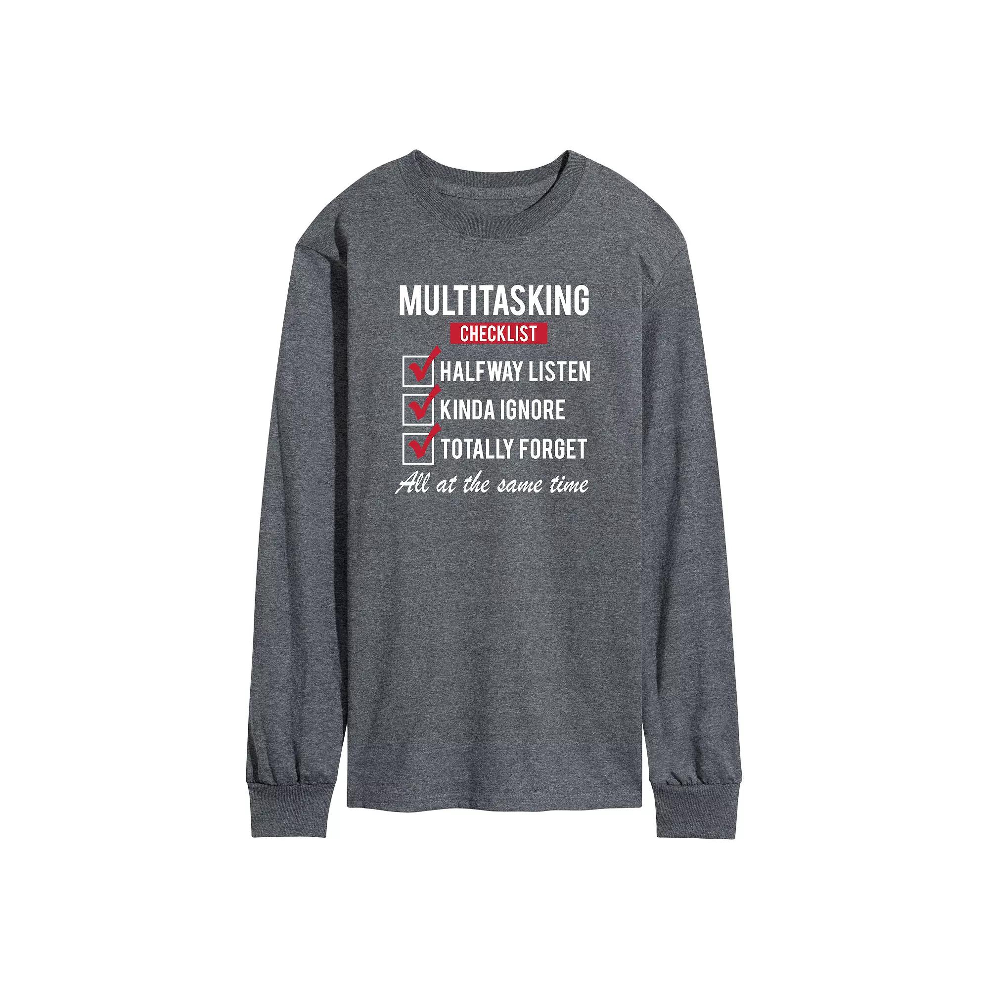 Men's Multitasking Checklist Long Sleeve Tee,  Product Image