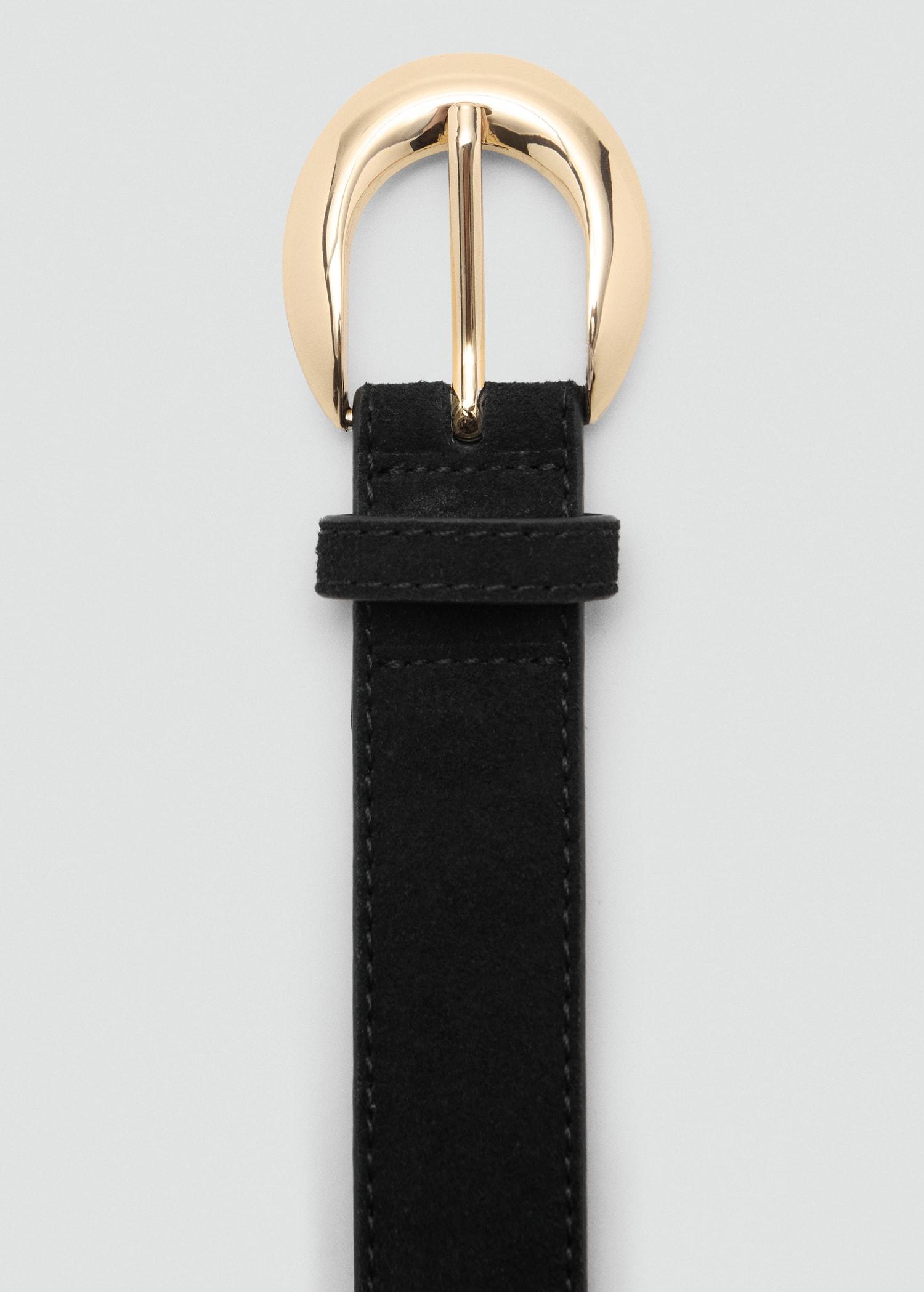 Leather belt with oval buckle - Women | MANGO USA Product Image