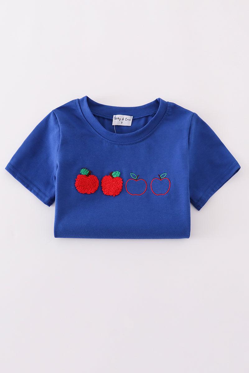 Blue apple french knot shorts set Product Image