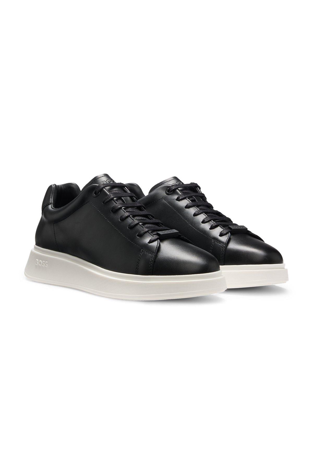 BOSS - Leather trainers with rubber outsole - Black Product Image
