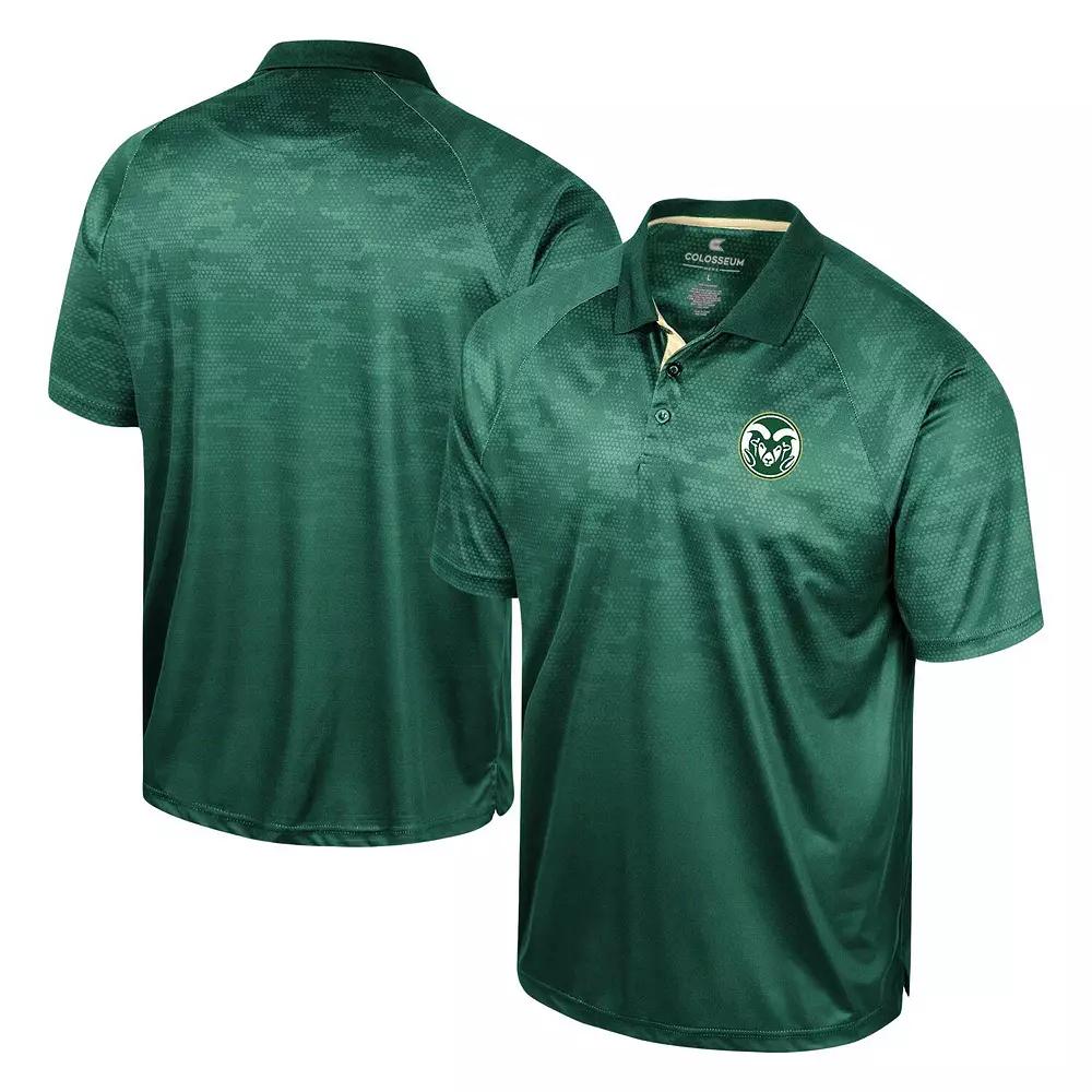 Men's Colosseum Green Colorado State Rams Honeycomb Raglan Polo,  Product Image