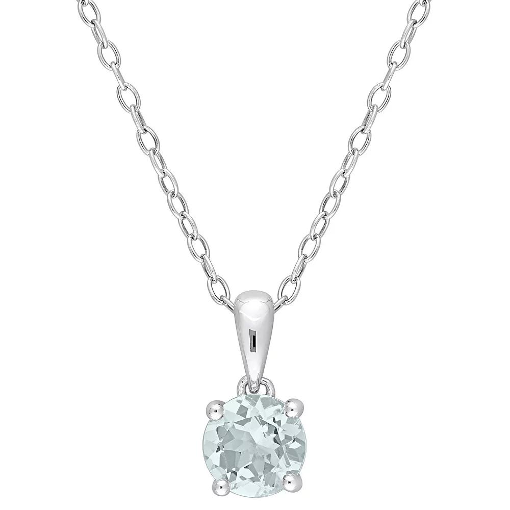 Stella Grace Sterling Silver & Gemstone Stud Pendant Necklace, Womens Aquamarine Product Image