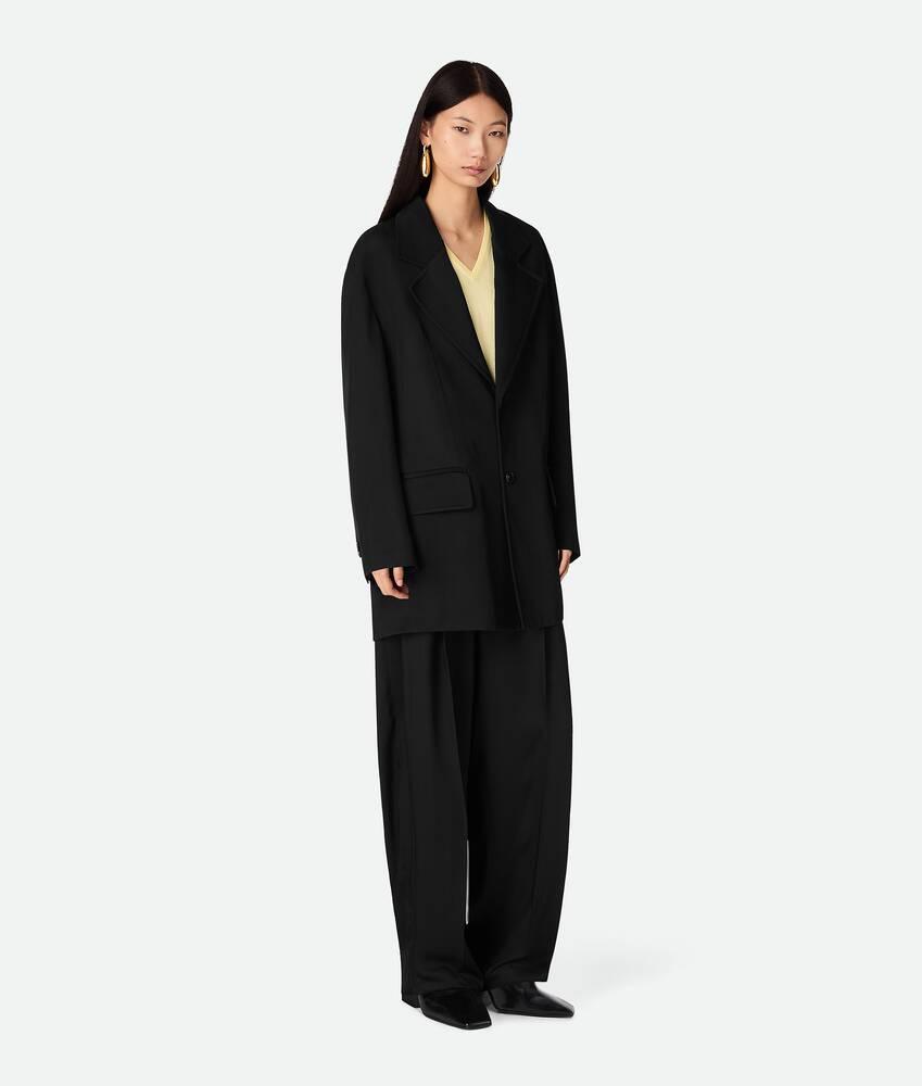 Women's Viscose And Silk Twill Jacket in Black Product Image