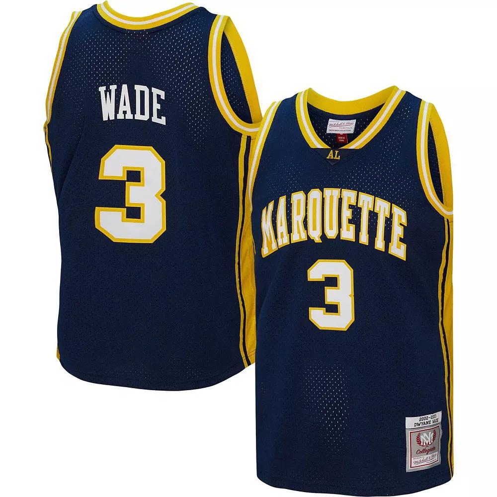 Men's Mitchell & Ness Dwyane Wade Navy Marquette Golden Eagles 2002/03 Player Swingman Jersey,  Product Image