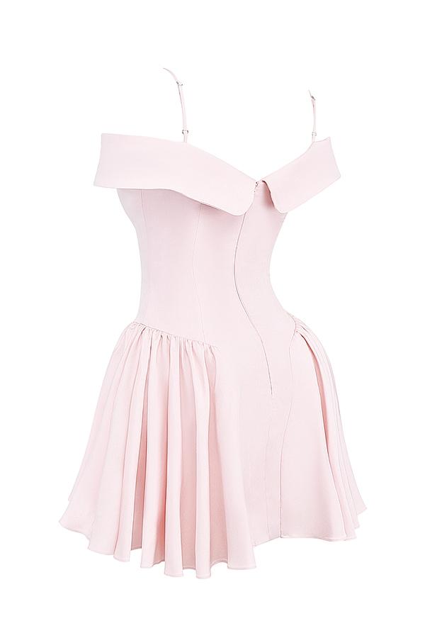 Elida  ballerina pink off shoulder mini dress - sale Product Image