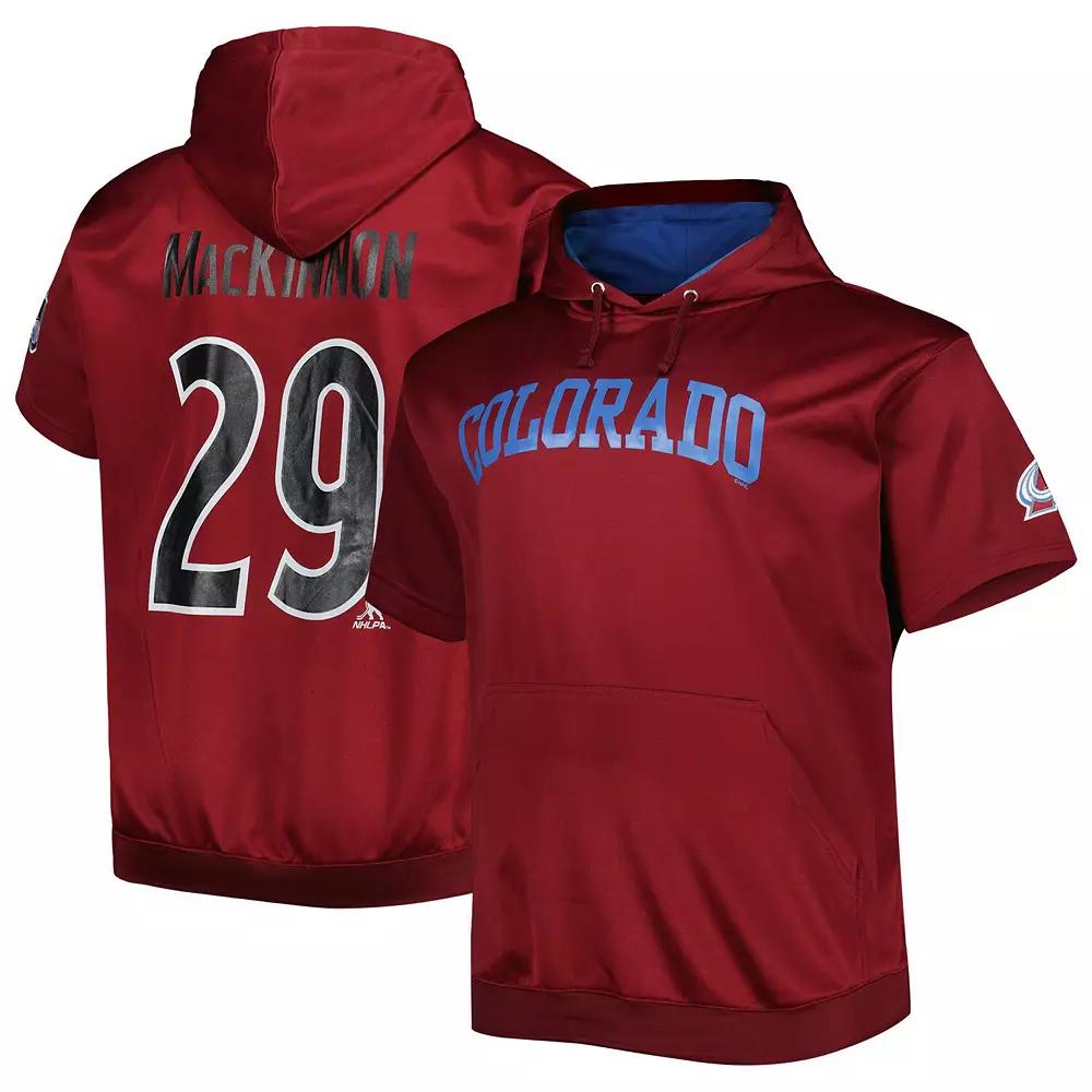 Men's Fanatics Branded Nathan MacKinnon Burgundy Colorado Avalanche Big & Tall Name & Number Pullover Hoodie,  Product Image