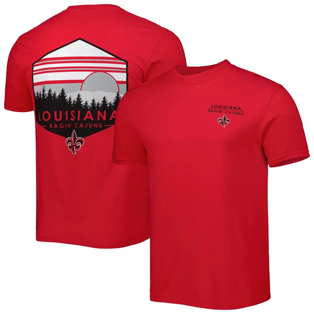 Mens Red Louisiana Ragin Cajuns Landscape Shield T-Shirt Product Image