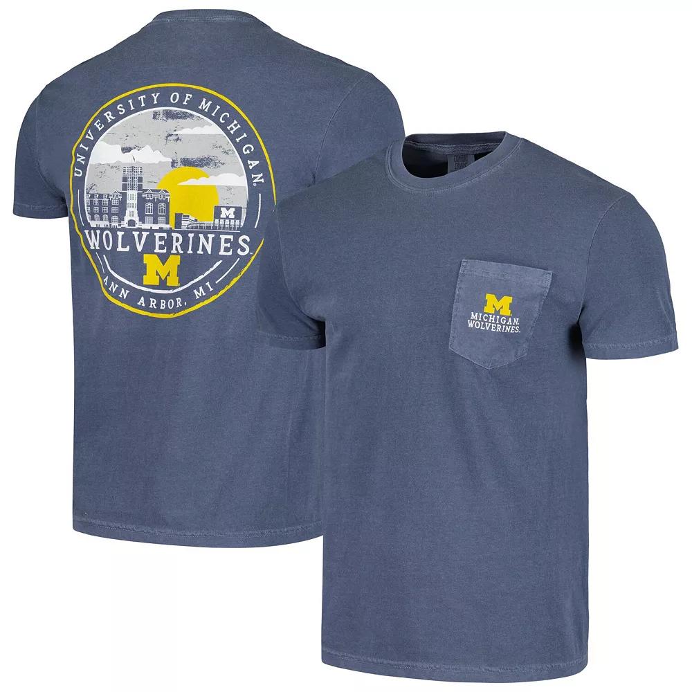 Men's Navy Michigan Wolverines Striped Sky Comfort Colors Pocket T-Shirt, Size: Large, Blue Product Image