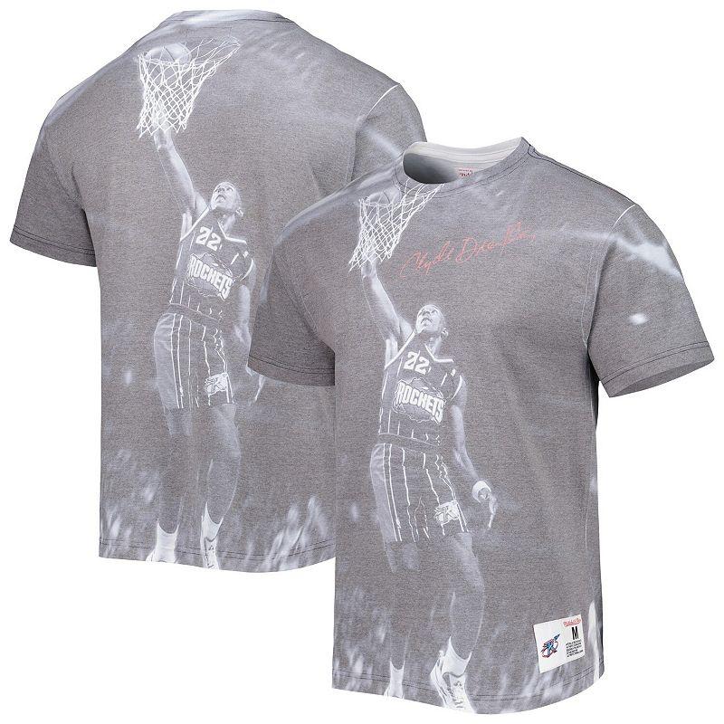 Mens Mitchell & Ness Clyde Drexler Heather Gray Houston Rockets Above The Rim T-Shirt Product Image