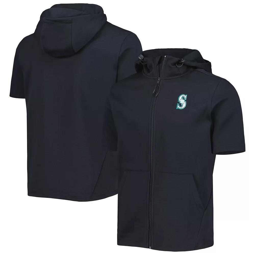 Men's Levelwear Black Seattle Mariners Recruit Full-Zip Short Sleeve Hoodie, Size: Small Product Image