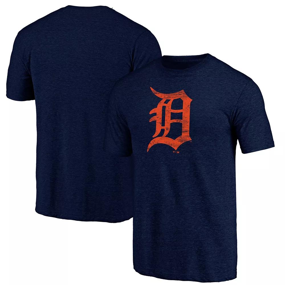 Men's Fanatics Branded Navy Detroit Tigers Weathered Official Logo Tri-Blend T-Shirt,  Product Image