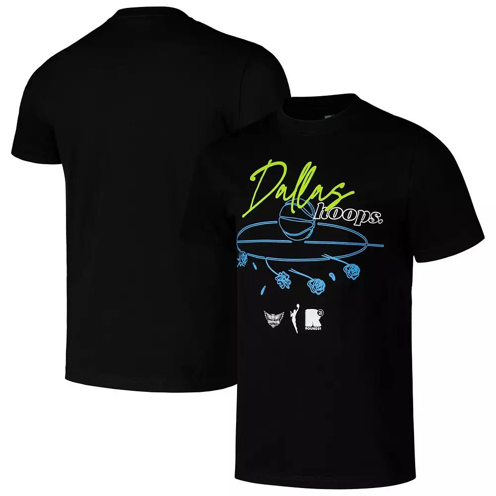 Unisex round21 Black Dallas Wings Hoops T-Shirt, Adult Unisex,  Product Image