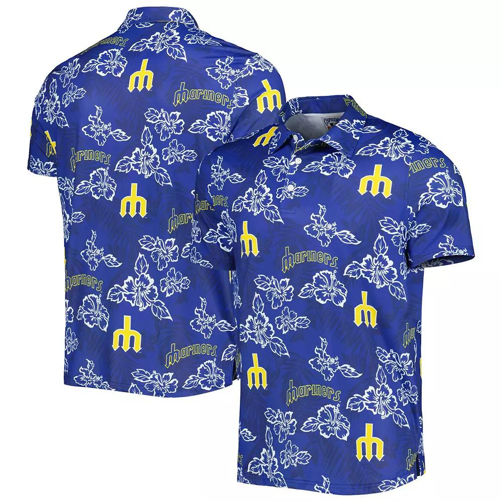 Men's Reyn Spooner Navy Seattle Mariners Cooperstown Collection Puamana Print Polo,  Product Image