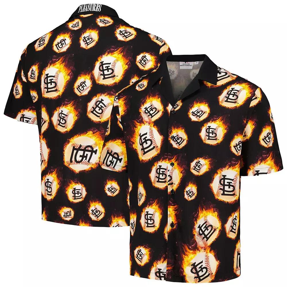 Men's Black St. Louis Cardinals Flame Fireball Button-Up Shirt,  Product Image