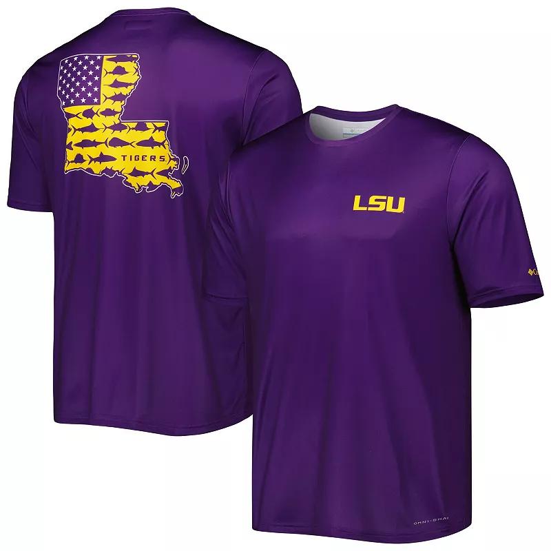 Columbia Mens Collegiate PFG Terminal Tackle Short Sleeve Shirt - LSU- Product Image