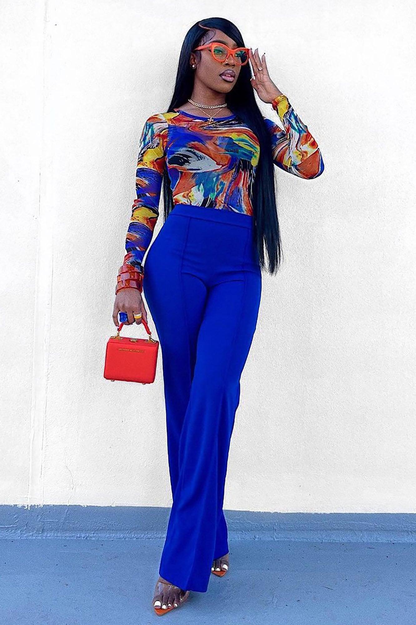 Victoria High Waisted Dress Pants - Royal Product Image