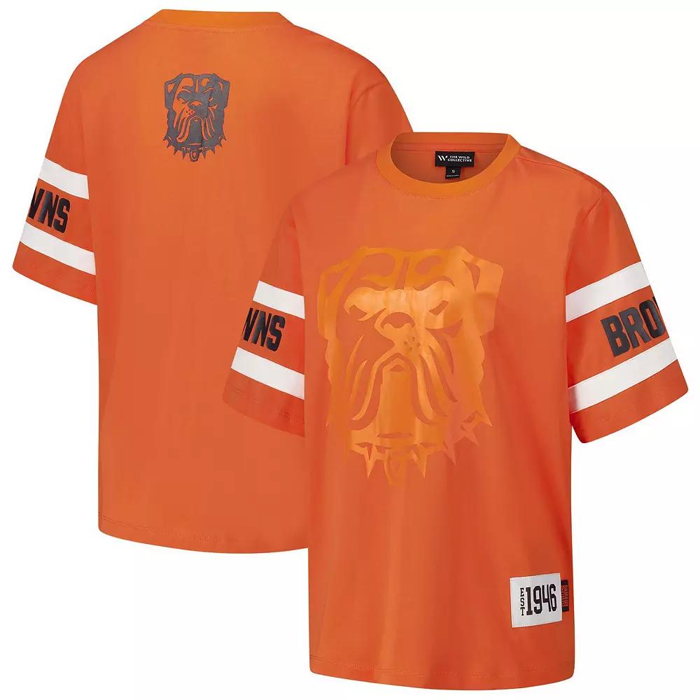 Women's The Wild Collective Orange Cleveland Browns Drop Shoulder T-Shirt,  Product Image