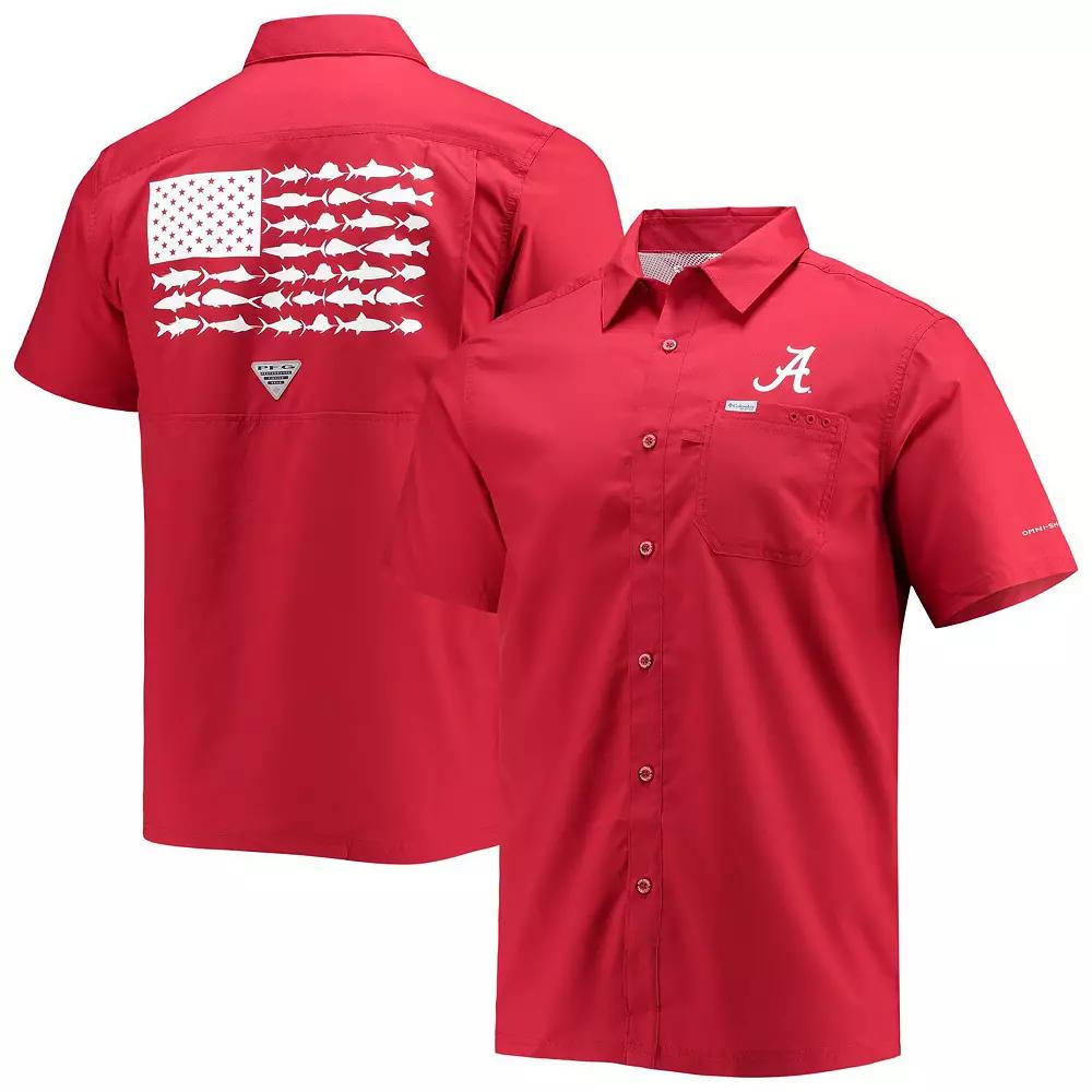 Men's Columbia PFG Crimson Alabama Crimson Tide Slack Tide Camp Button-Up Shirt,  Product Image