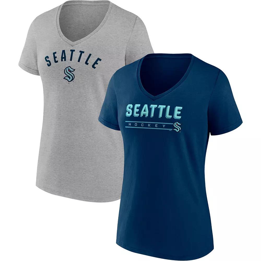 Women's Fanatics Branded Royal/Heathered Gray New York Islanders 2-Pack V-Neck T-Shirt Set,  Product Image