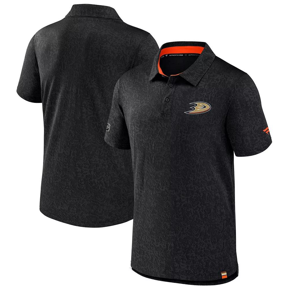 Men's Fanatics  Black Anaheim Ducks Authentic Pro Jacquard Polo, Size: Large, Dks Black Product Image