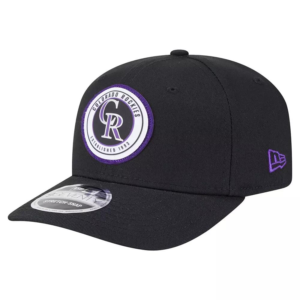 Men's New Era Black Colorado Rockies Circle Patch 9SEVENTY Stretch-Snap Hat Product Image