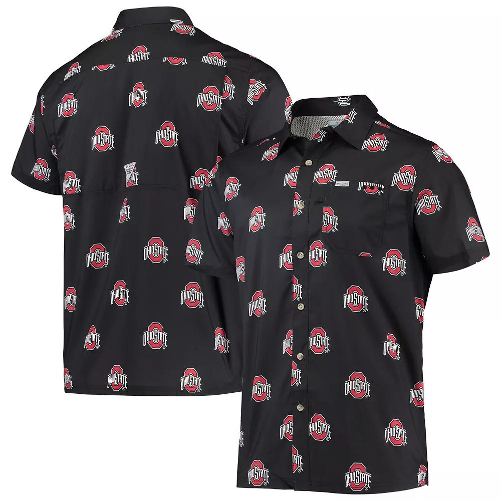 Men's Columbia Black Ohio State Buckeyes Super Slack Tide Omni-Shade Button-Up Shirt,  Product Image