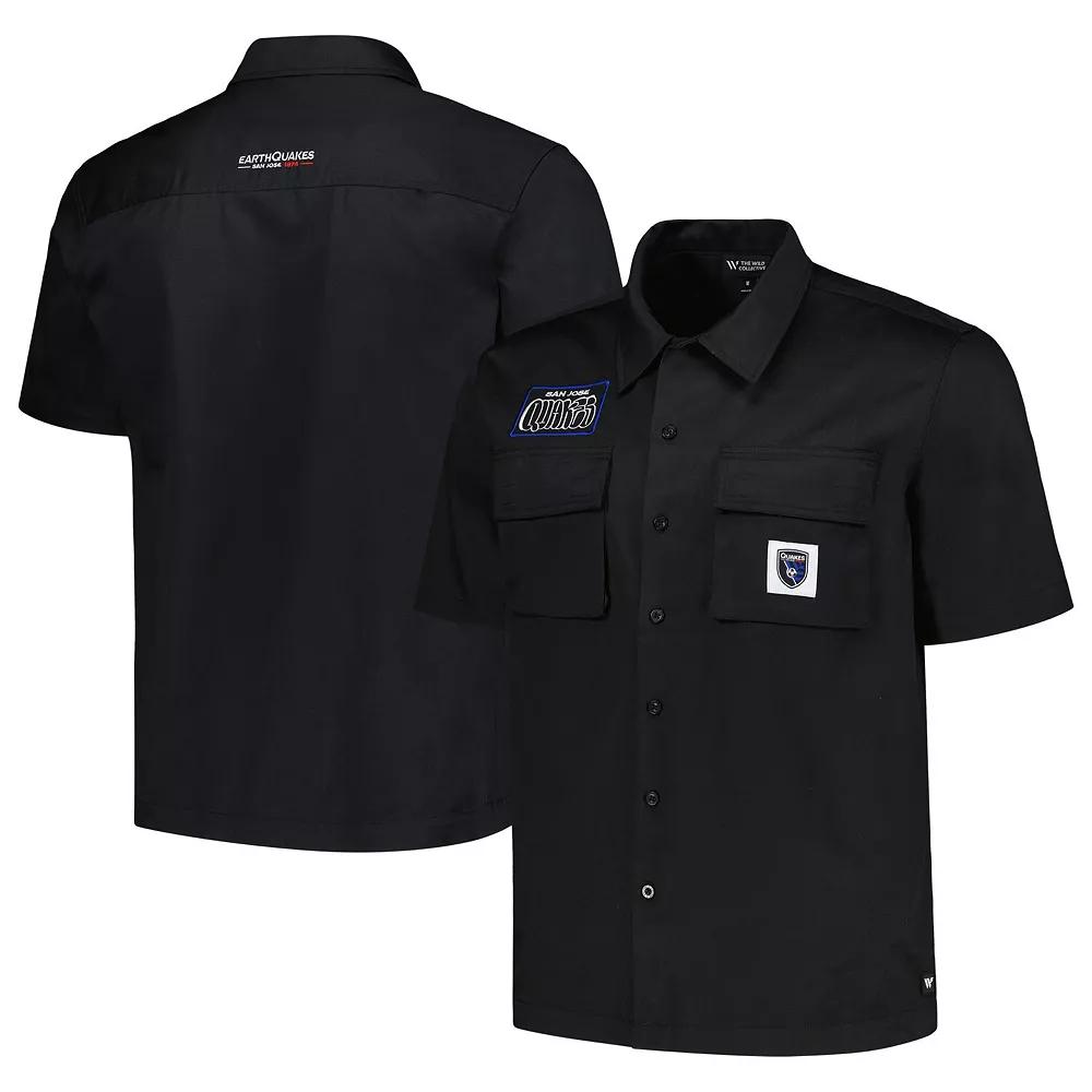 Men's The Wild Collective Black San Jose Earthquakes Utility Button-Up Shirt, Size: Large, Sje Black Product Image
