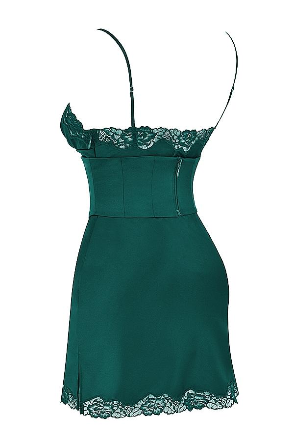 Soraya  forest satin slip dress Product Image