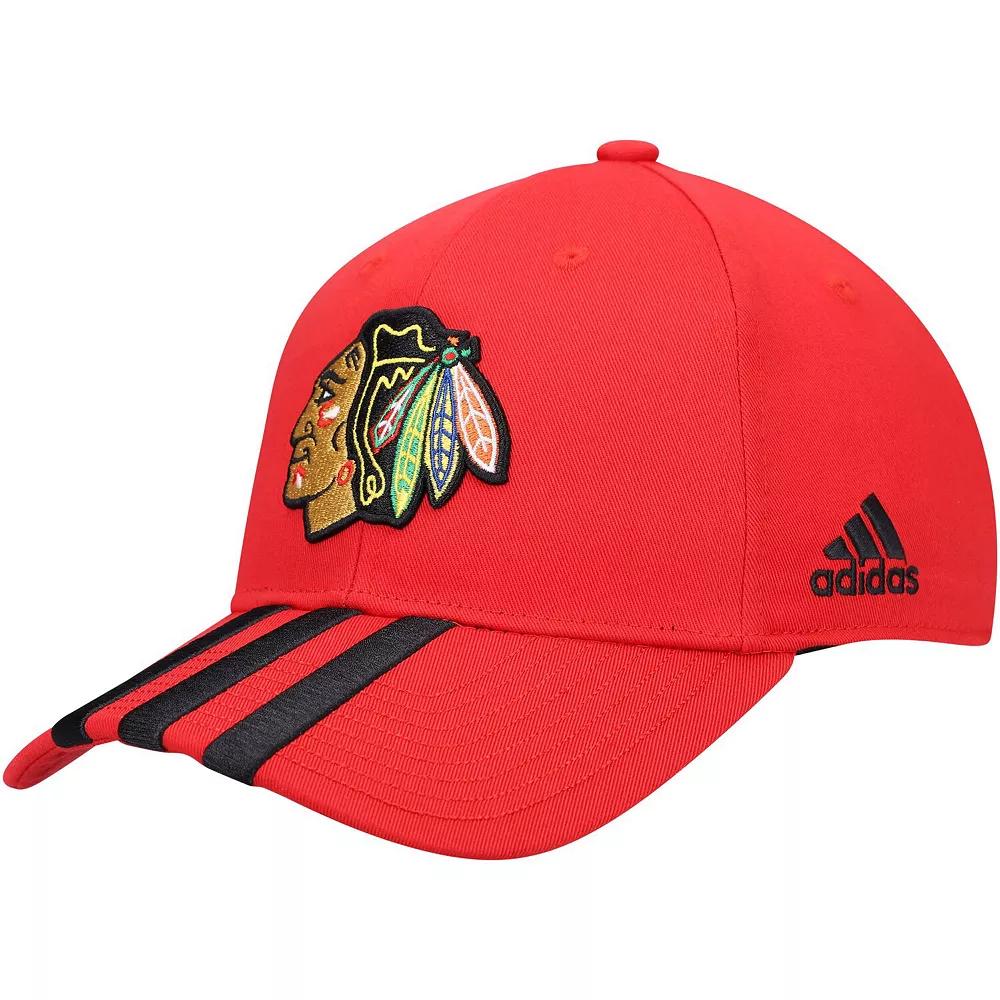 Men's adidas Red Chicago Blackhawks Locker Room Three Stripe Adjustable Hat Product Image