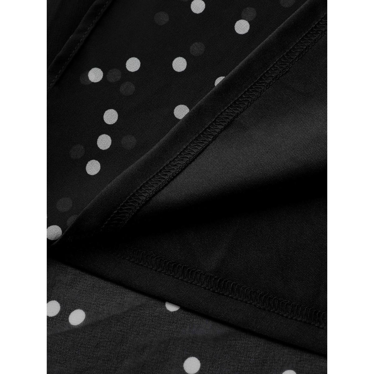 Plus Size Polka Dots Doll Collar Contrast Midi Dress Black Women Timeless Contrast Peter Pan collar Long Sleeve Curvy BloomChic 26/4X Product Image