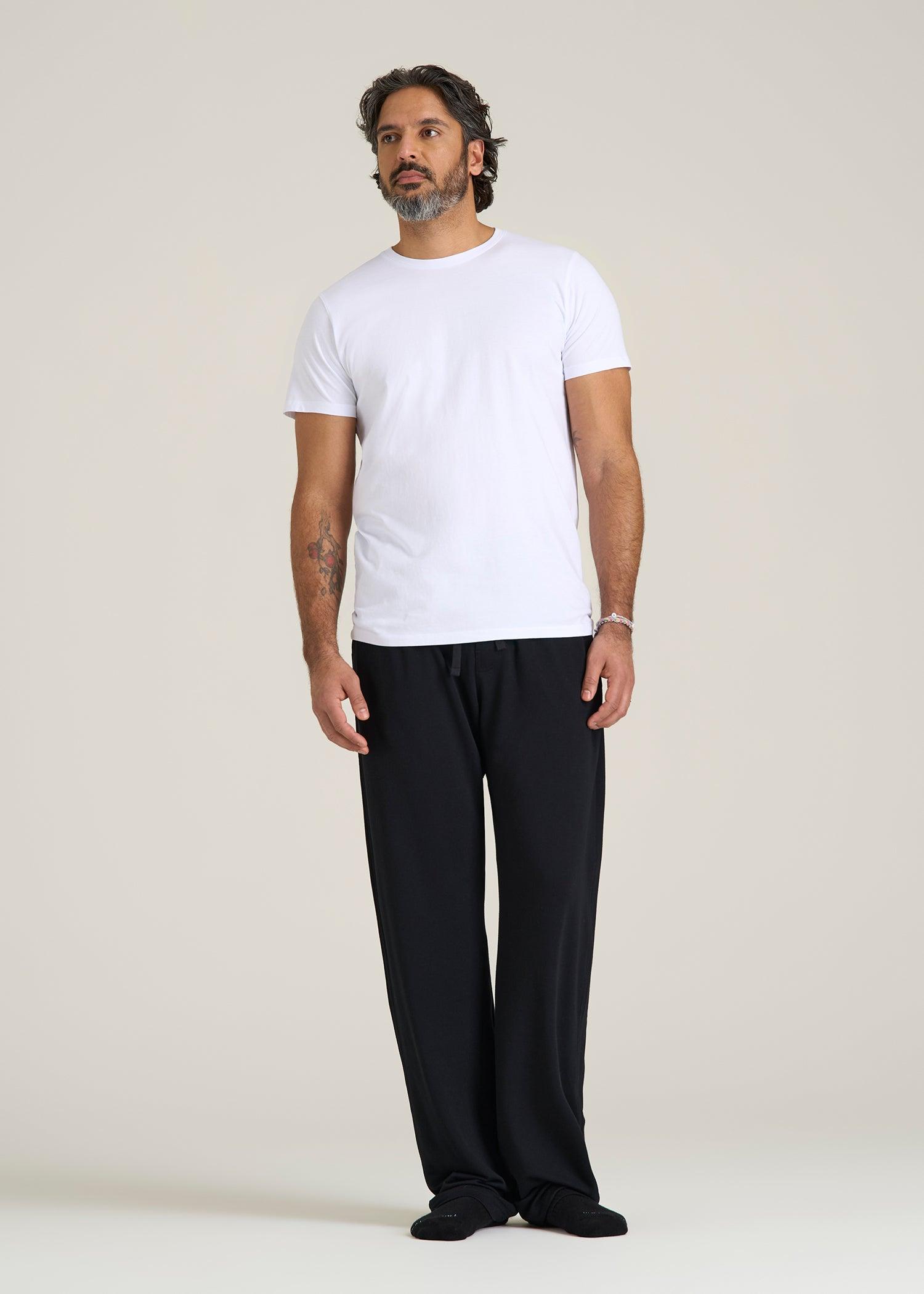 Open-Bottom Pajama Pants for Tall Men in Black Male Product Image