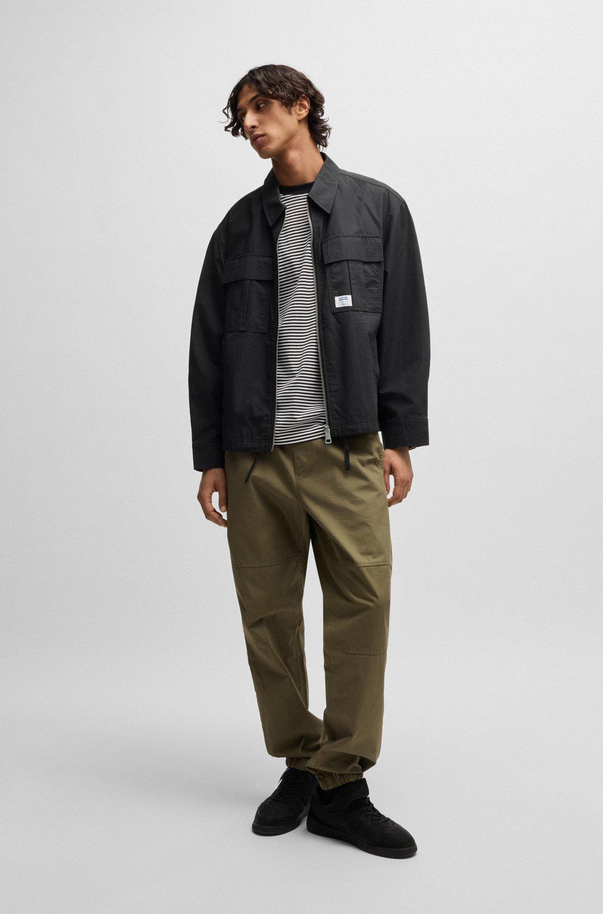 Ripstop-cotton regular-fit jacket with logo label Product Image